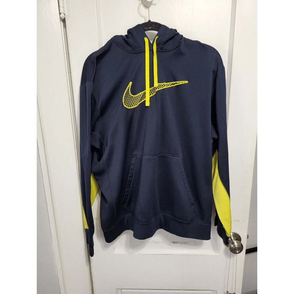 Nike hooded sweatshirt navy & yellow XL